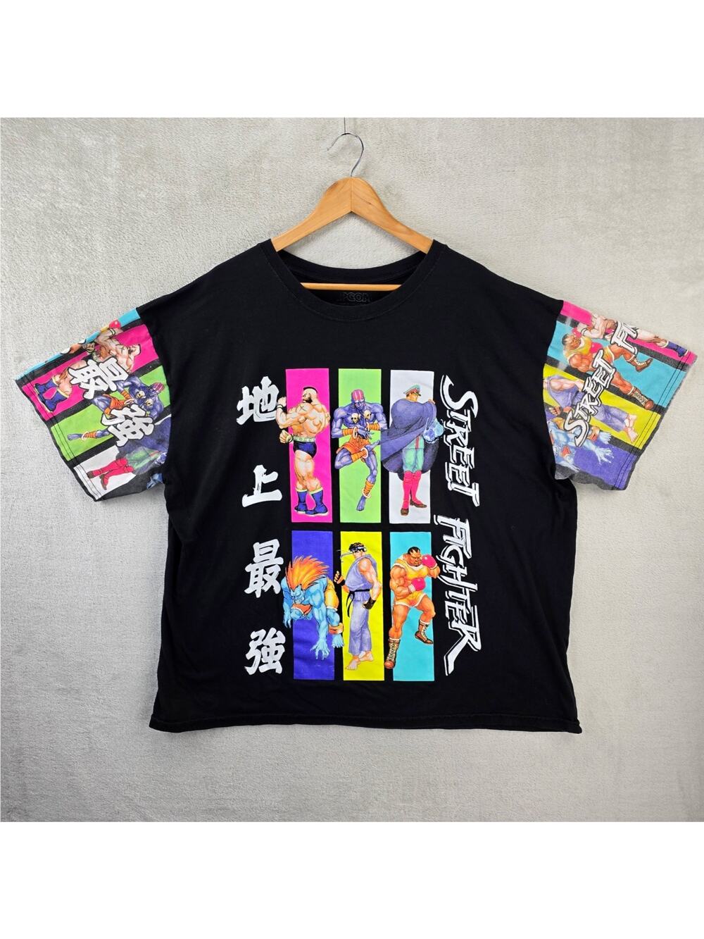 Capcom Street Fighter Shirt Mens 3XL Black RARE Retro Sleeve Print Video Game